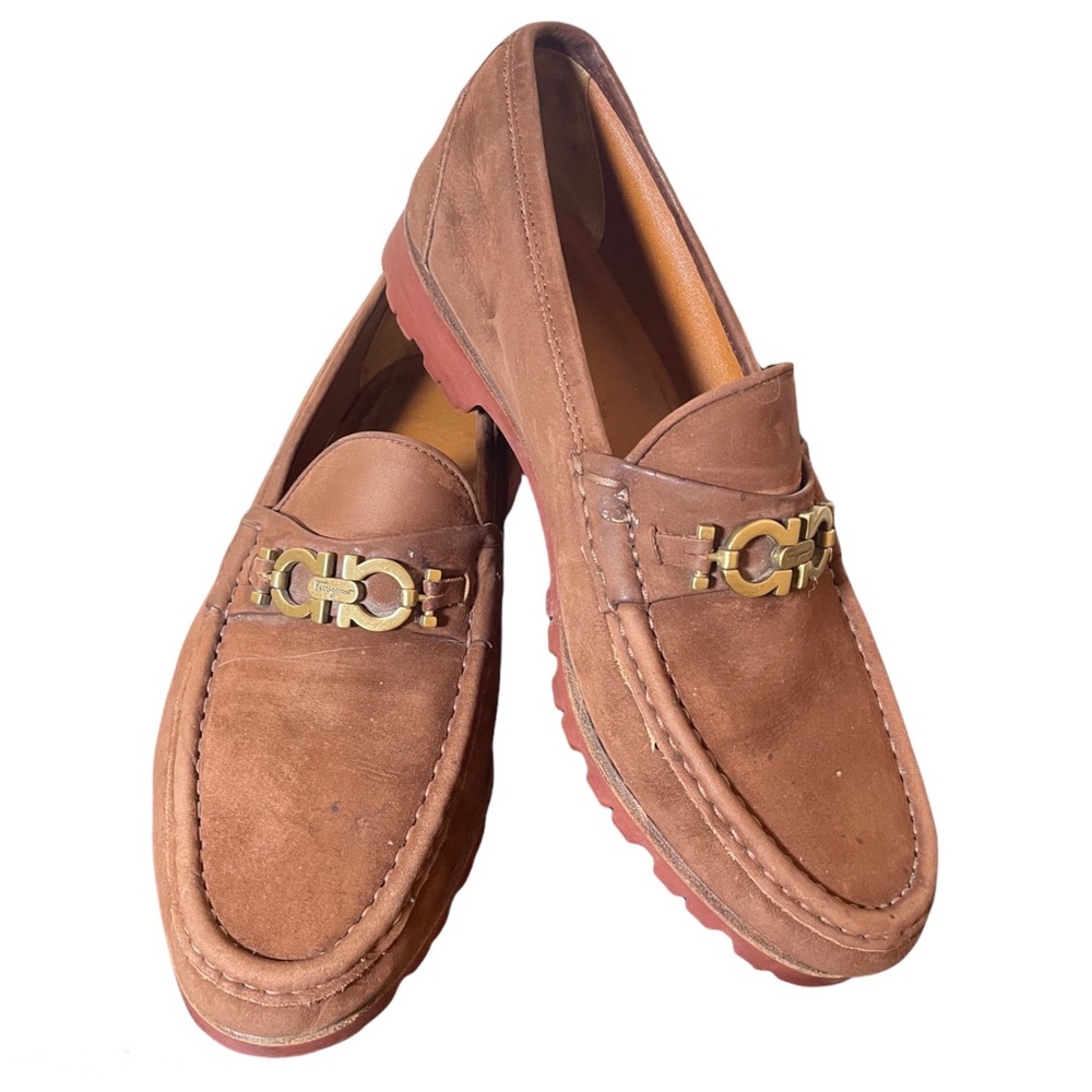 Salvatore Ferragamo brown suede loafers 8EE